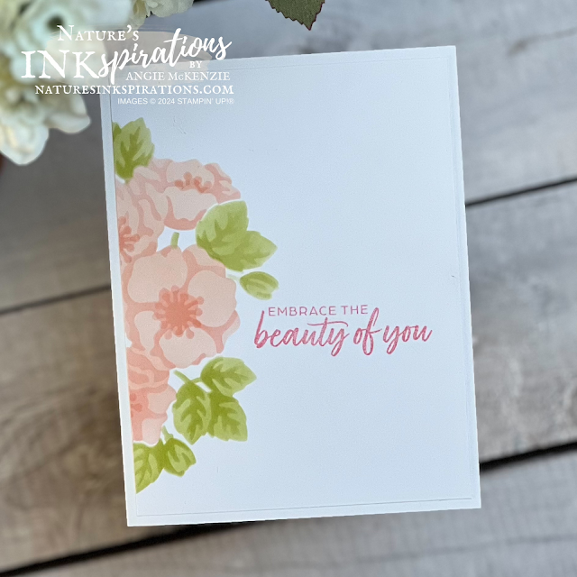 Stampin' Up! Enduring Beauty stencil card with sentiment | Nature's INKspirations by Angie McKenzie