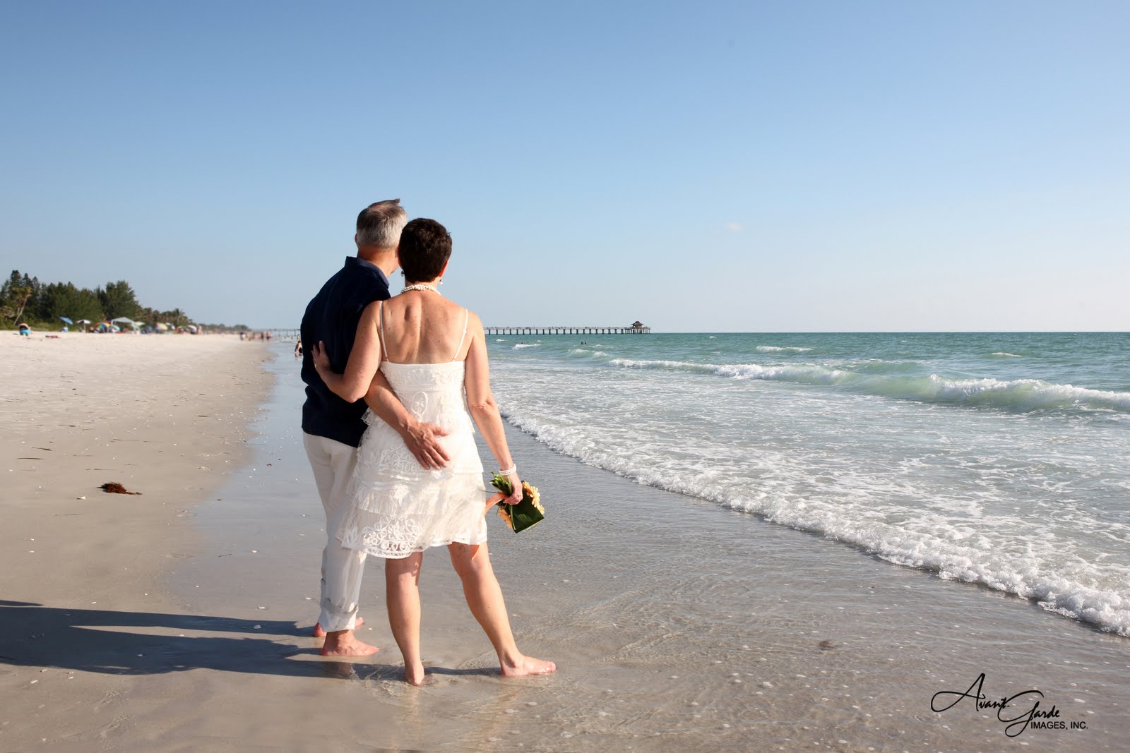 beach with the Naples Pier