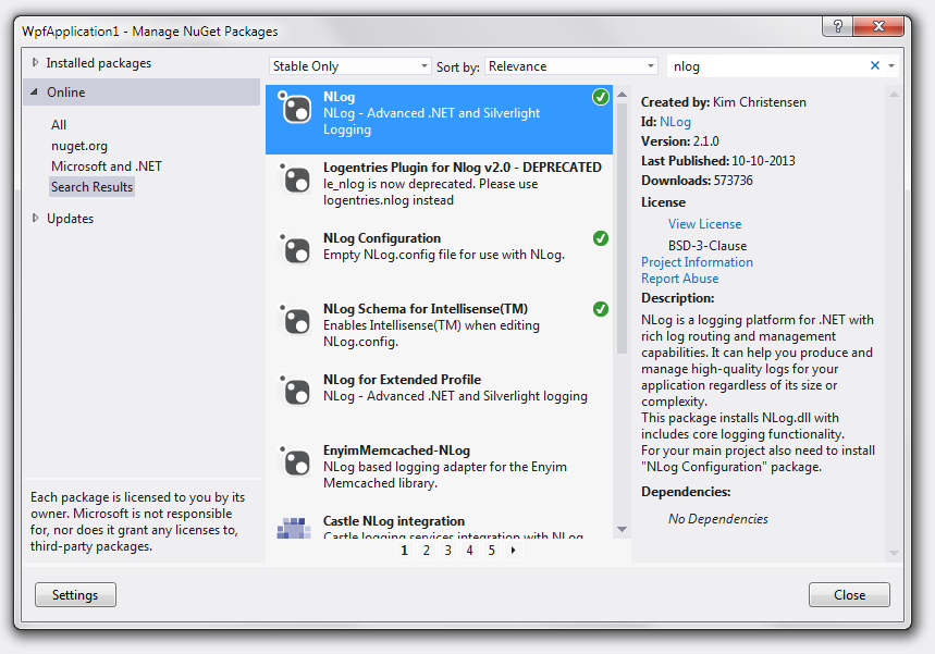 NuGet NLog