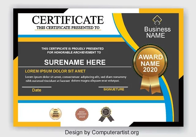 free Printable Certificates - Download free PSD and Cdr file Certificate Design Template - Computerartist