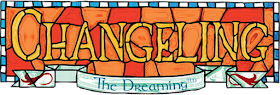 The Title Logo for Changeling: The Dreaming—the title rendered as a slightly whimsical stained glass panel