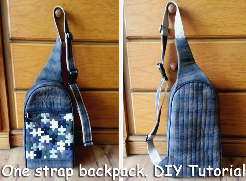 Monostrap Backpack, One strap backpack. DIY step-by-step tutorial. Рюкзак с одной лямкой. Инструкция по шитью