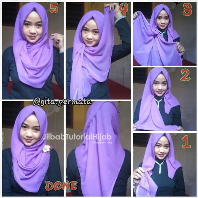 Tutorial Hijab Segi Empat untuk Sehari-hari sederhana dan modis