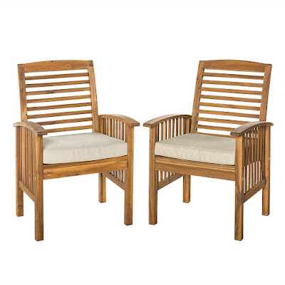 Modern Solid Acacia Wood Slat Back Outdoor Dining Chair Design