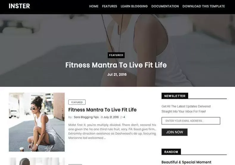 Inster Blogger Template | Free Blogger Template 2021