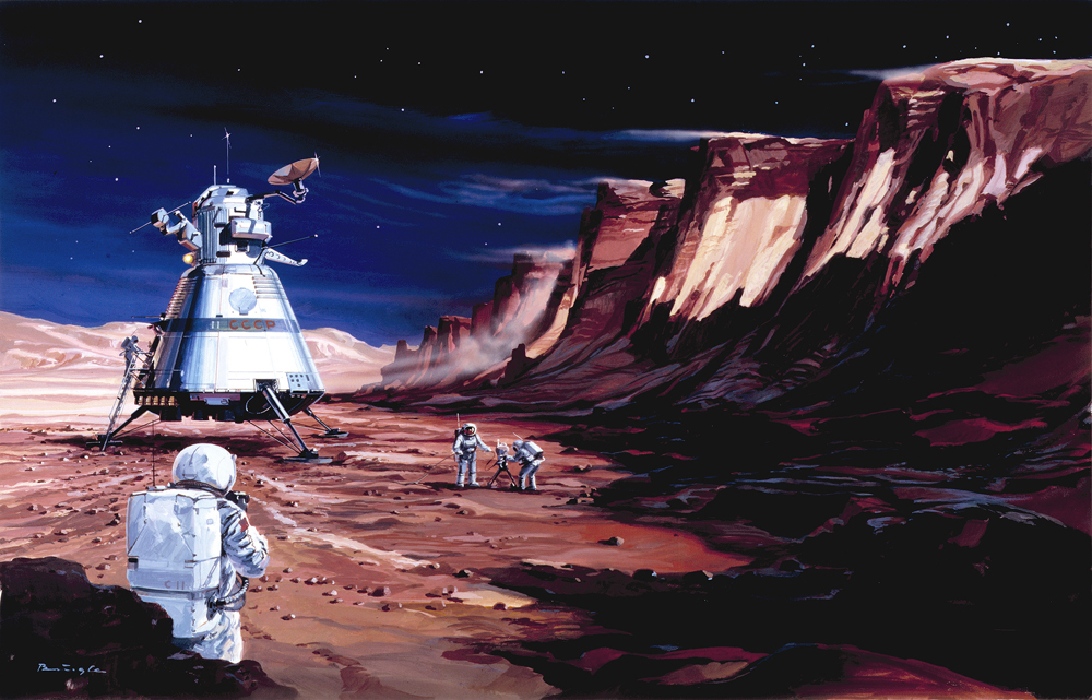Soviet cosmonauts on Mars by Klaus Bürgle