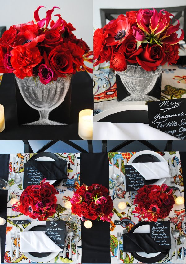 I am loving the color red lately and this creative tablescape from Brooklyn