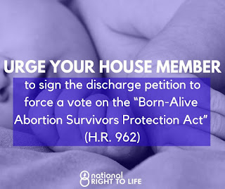 Number of signatures on Born-Alive Abortion Survivors Protection Act (H.R. 962) Discharge Petition up to 198