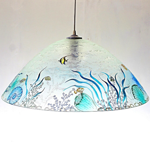 Painted Glass Lamps Hanging Light Pendant Coastal Art Chandelier