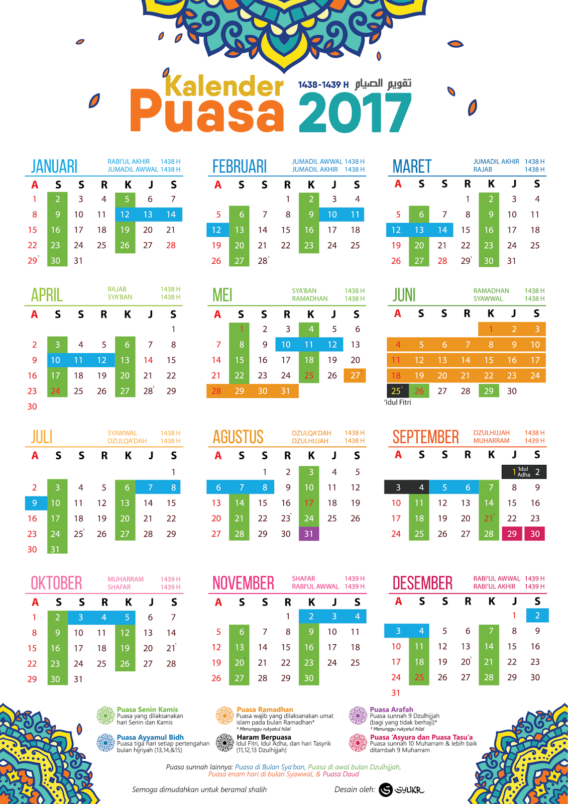 Kalendar Puasa Sunat Dan Wajib 2017
