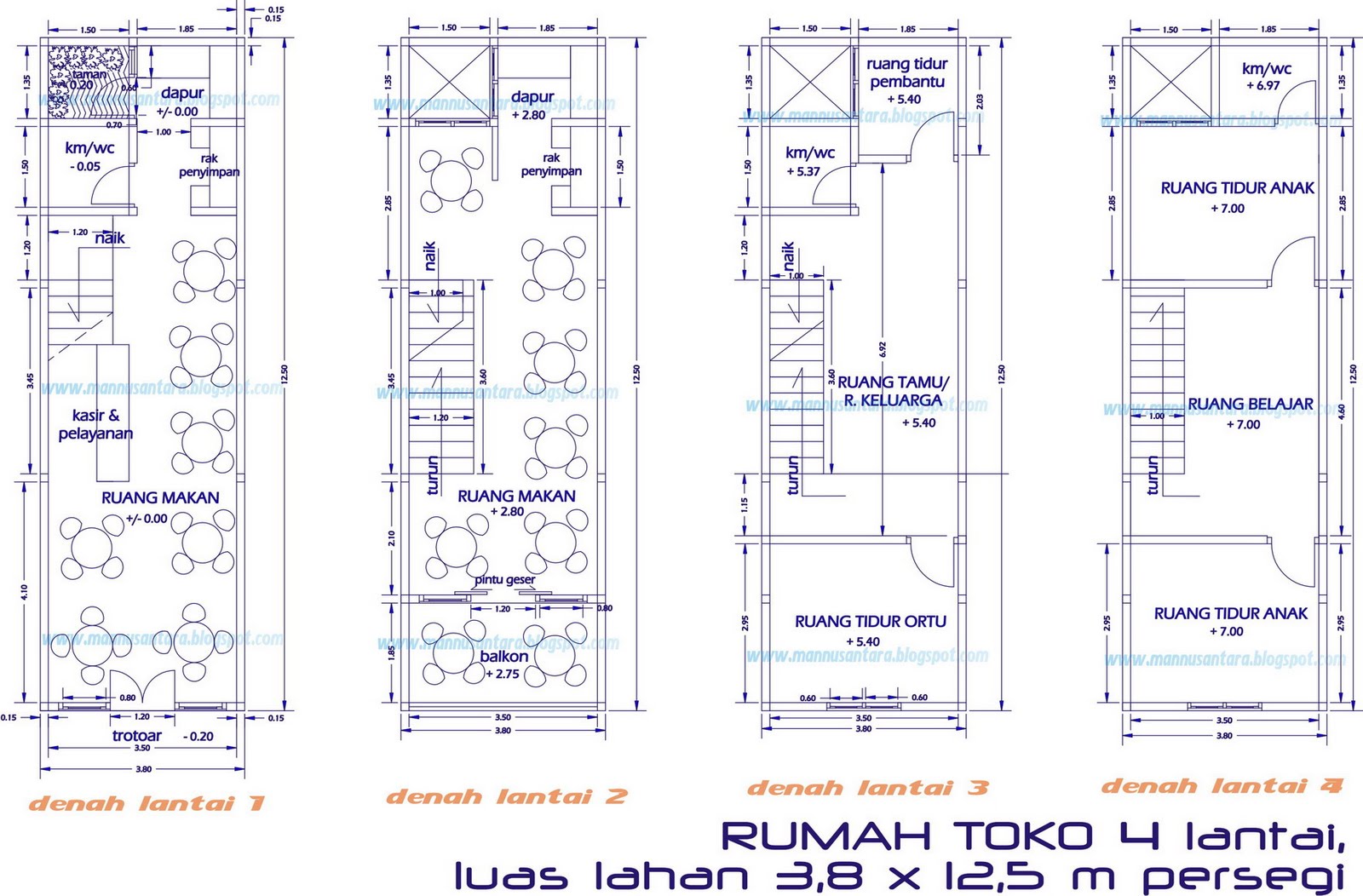 ManNusantara Design Indonesia Desain Rumah Toko Ruko Empat Lantai