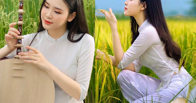 Á khôi Sinh viên Việt Nam khoe nét xuân thì bên cánh đồng lúa