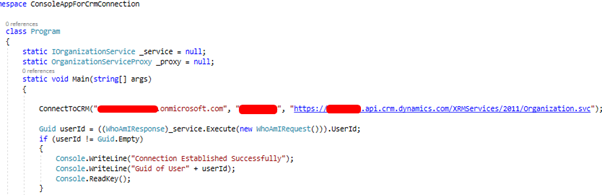 Connect to CRM Code