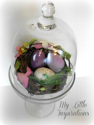 Eggs nest glass cloche