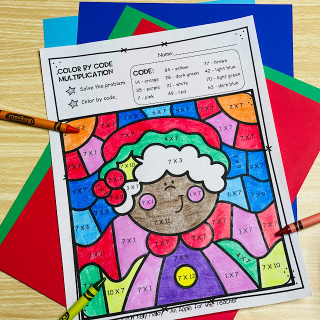 Christmas Color by Number Worksheets Mrs. Claus Diverse Option