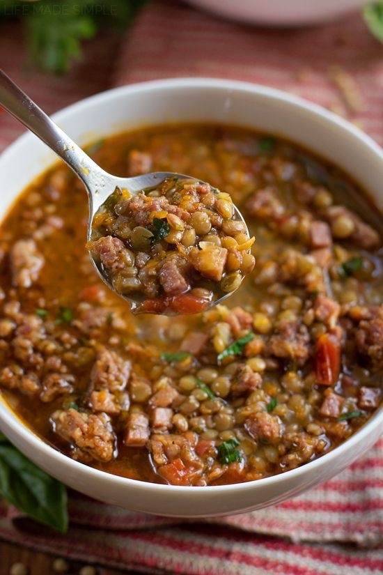 This hearty one-pot spicy sausage and lentil soup is packed full of veggies, protein and a ton of flavor. It's ready to go in just 1 hour!