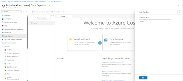 Cosmos NoSQL API database creation Cosmos NoSQL API database creation