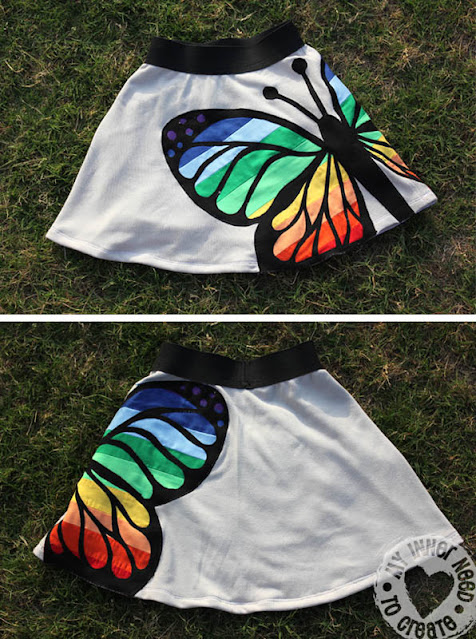 Applique Rainbow Butterfly Skirt