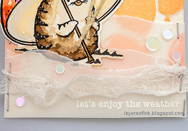 Layers of ink - Balloon Background Tag Tutorial by Anna-Karin Evaldsson. Add cheese cloth.