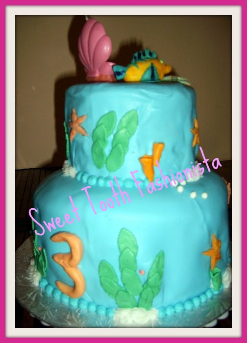 The Little Mermaid Birthday Cake Fondant. Little Mermaid For a Three