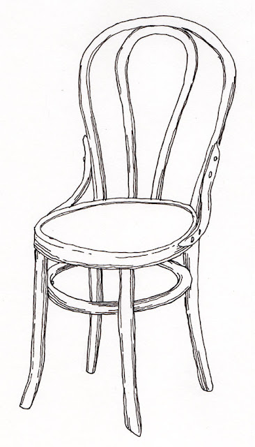 Pen Pencil Paper Draw Contour drawing of a chair 