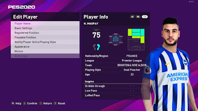 PES 2020 Faces Maupay by Raden