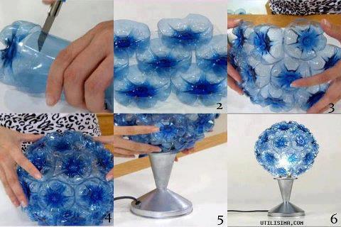 Plastic bottle flower ball lampshade.  Useful DIY :)