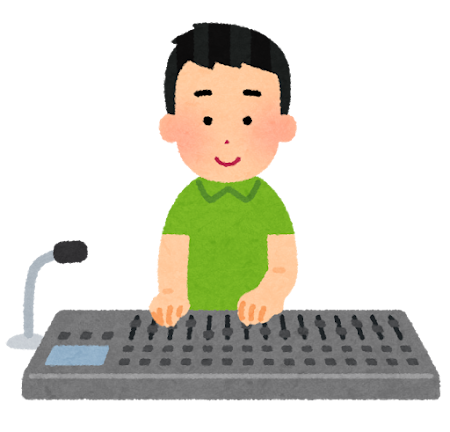 ミキサーを使う人のイラスト（音響機器）