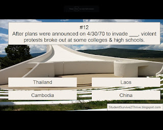 After plans were announced on 4/30/70 to invade ___, violent protests broke out at some colleges & high schools. Answer choices include: Thailand, Laos, Cambodia, China