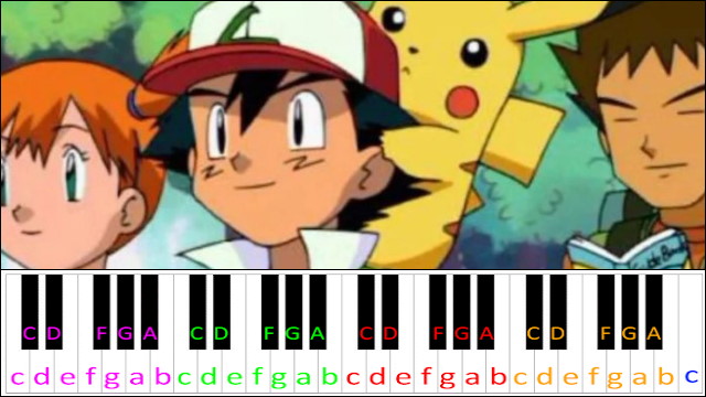 Pokemon Theme Piano / Keyboard Easy Letter Notes for Beginners