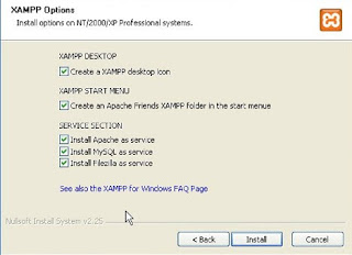 install service XAMPP apache, mysql, filezilla