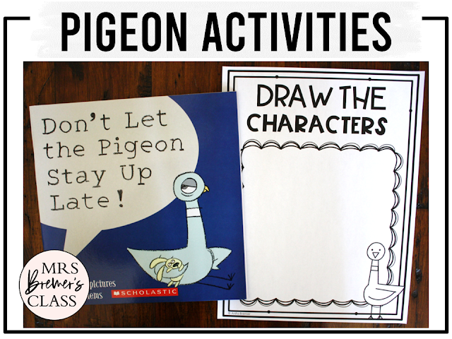 Pigeon book study activities unit with literacy printables, reading companion activities, and a craft for ANY Mo Willems Pigeon book in the series for Kindergarten and First Grade