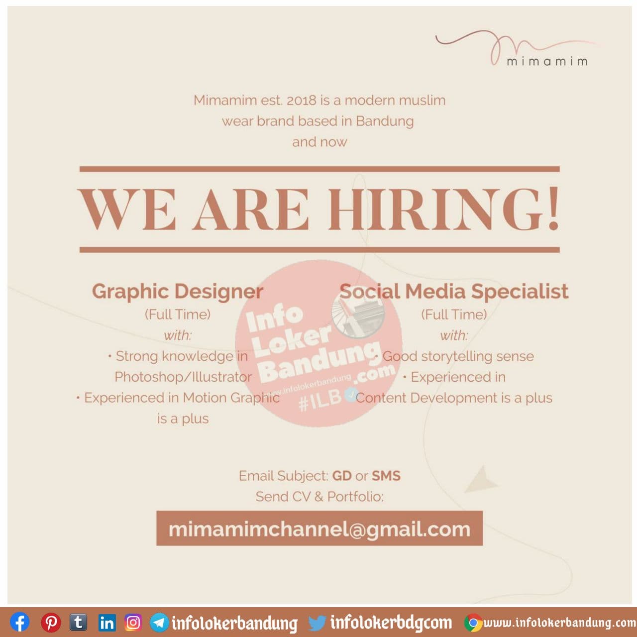 Lowongan Kerja Graphic Designer & Social Media Specialist Mimamim Bandung November 2020