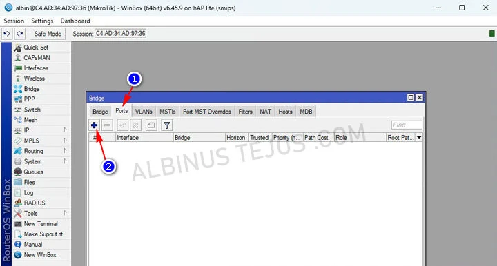 Menambahkan anggota Bridge pada MikroTik
