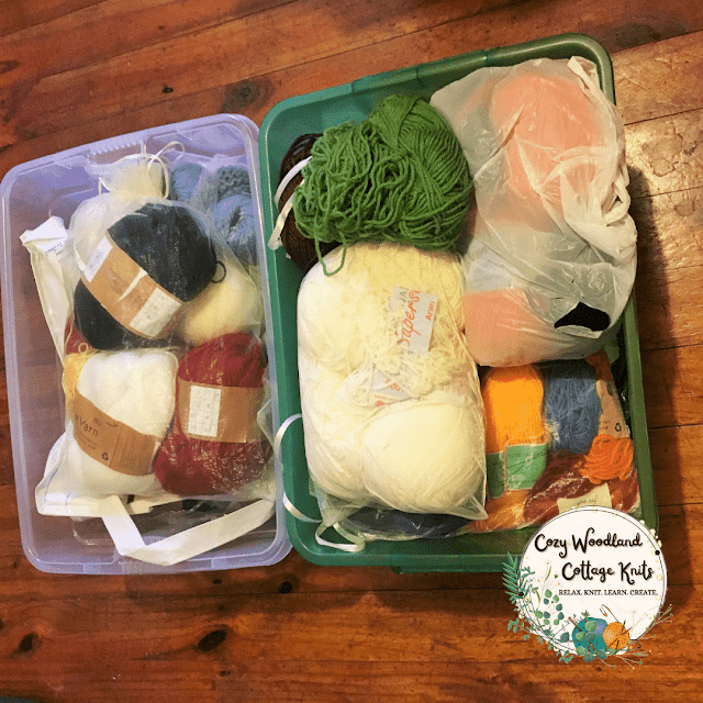 Picture of yarn stored in storage containers