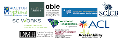 Agencies sponsoring this event: Walton Options, Disability Rights SC, ABLE SC, SC Department of Disabilities and Special Needs, SC CB, SC Works, Vocational Rehabilitation SC, ACL, SC Department of Mental Health, SC Assistive Technology Program, and AccessAbility logos