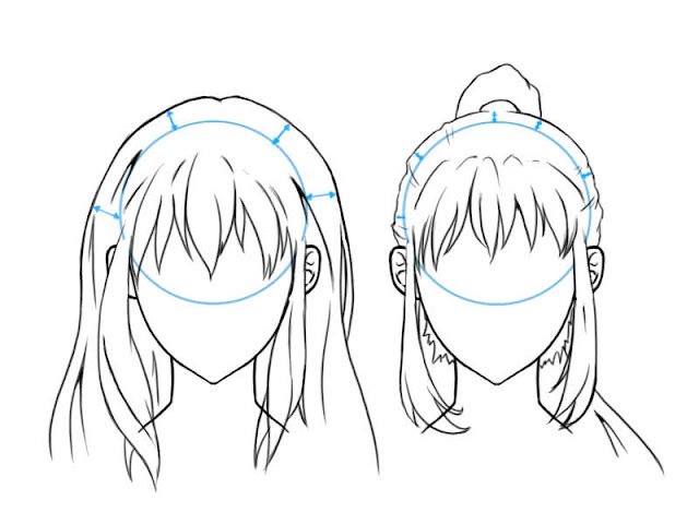 dessiner des cheveux manga: différences entre cheveux longs et cheveux courts