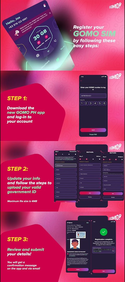GOMO SIM Card Registration Process
