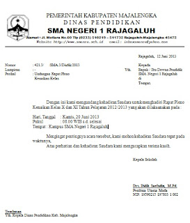 Contoh Surat Undangan Rapat Pleno Kenaikan Kelas  Contoh 