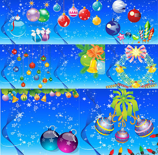 8種類のクリスマス ボールの背景 Christmas hanging ball ornaments snowflake イラスト素材2