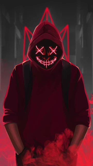 Anonymous Red Mask Neon