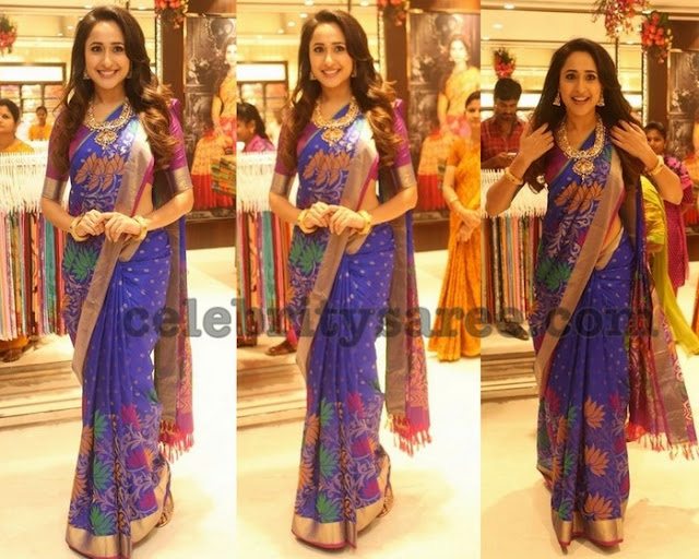 Pragya Jaiswal Blue Lotus zari Saree