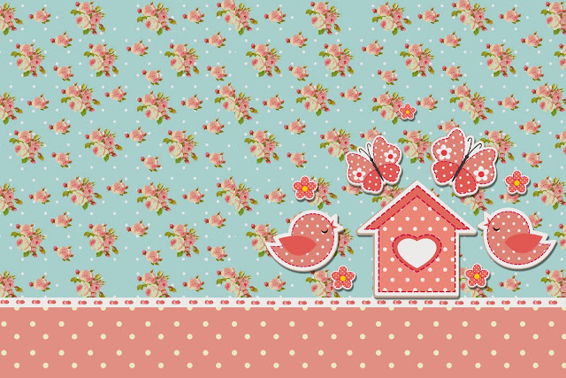 Birds and Butterflies Free Printable Invitations, Labels or Cards.