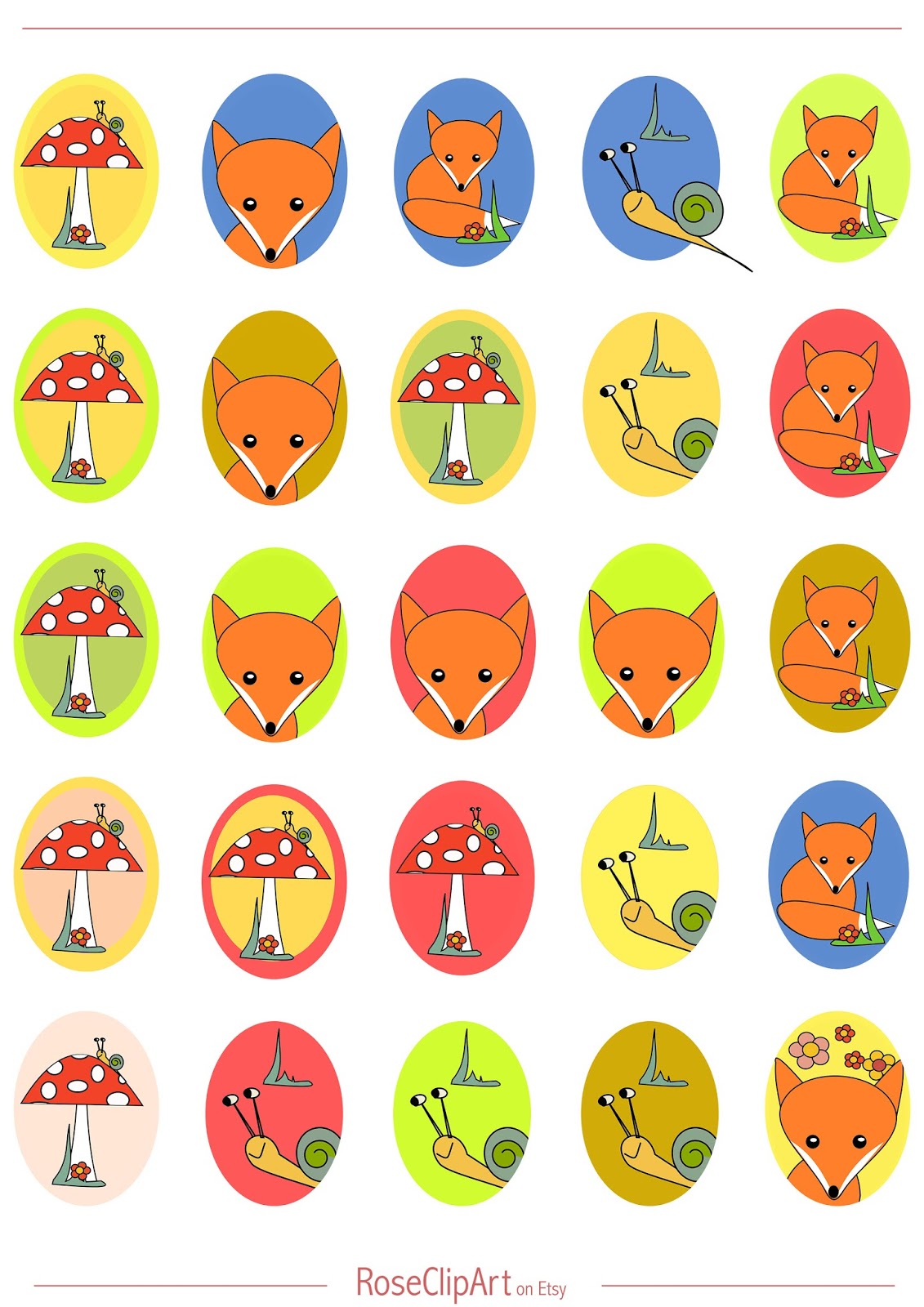 free printable fox planner stickers oval ausdruckbare
