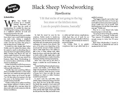 Article from the Examiner News about Black Sheep Woodworking, Westchester, NY