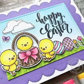 Sunny Studio Stamps: Frilly Frame Eyelet Lace Dies Chickie Baby Sunny Sentiment Dies Easter Card by Lynn Put