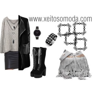 imagen look con minifalda polipiel negra de xeitosomoda.com