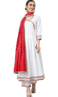 Kurti Set white red