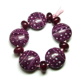 Lampwork Glass Lentil Beads