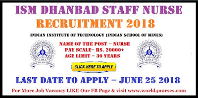 ISM Dhanbad Staff Nurse Vacancy 2018